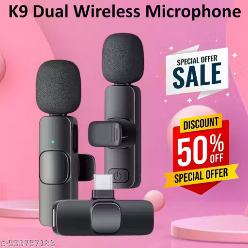 EXOSMART Dual Wireless Microphone for YouTube, Vlogging, Wireless Mic, Wireless Microphone