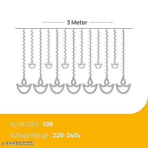 EXOSMART 3 Meter 12 Diyas Curtain Led Festive LED Lights,