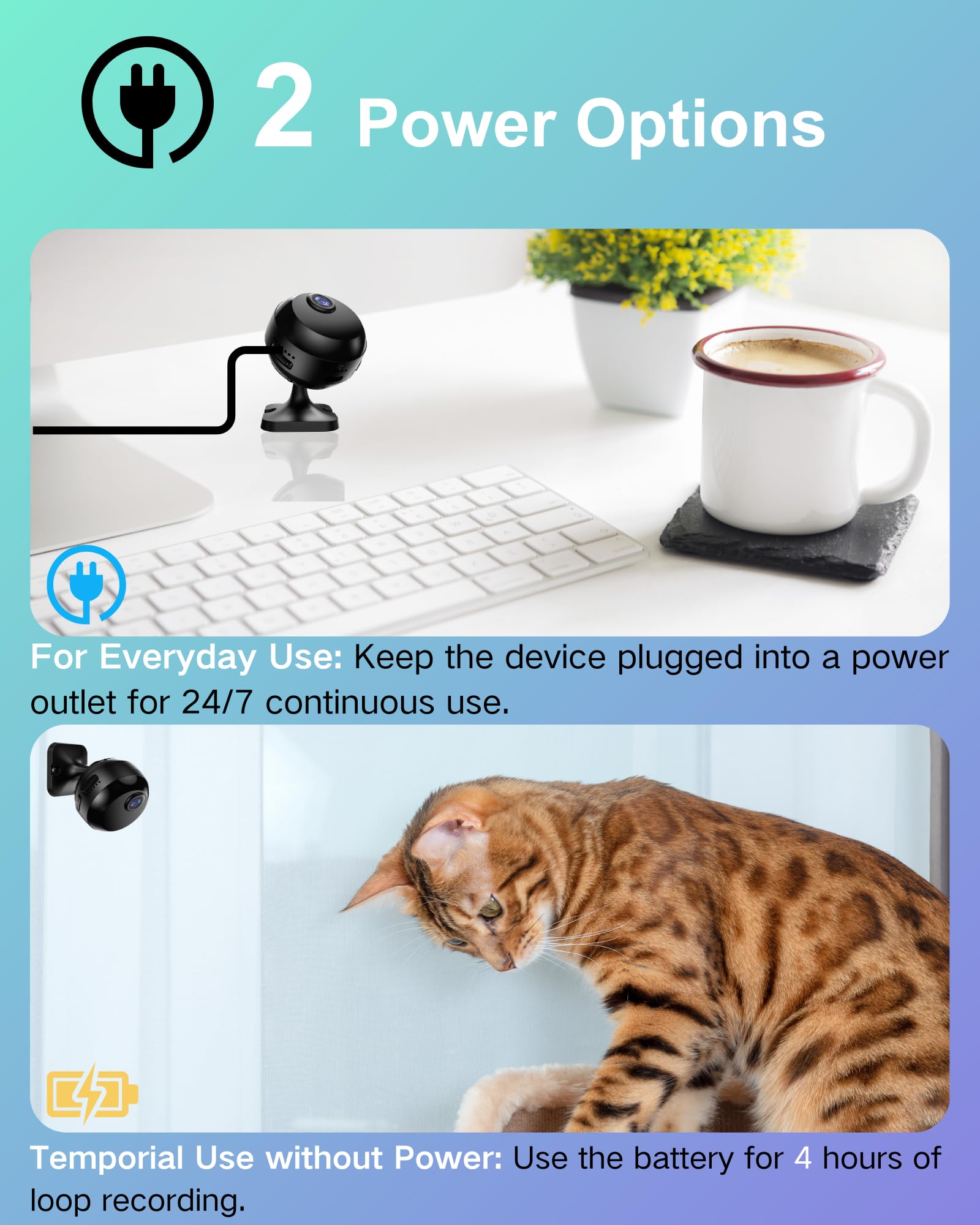 (BUY 1 GET 1 FREE) EXOSMART Mini Camera Wireless 1080P, Wi-Fi Hidden Camera for Indoor Security, Monitoring, Motion Detection & Night Vision